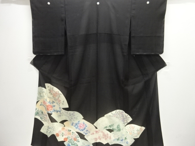 JAPANESE KIMONO / TOMESODE FOR SUMMER / FLORAL PLANTS